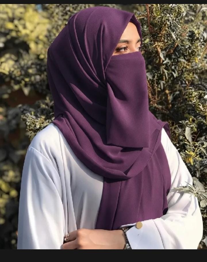 Chiffon Scarf & Naqab Set - Plum