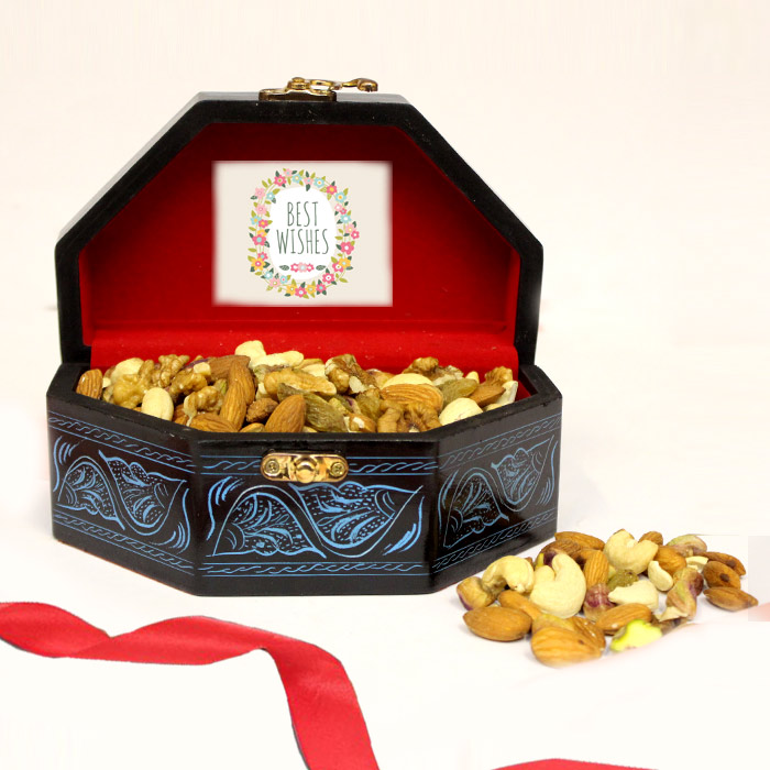 Mix Dry Fruit in a Wooden Box