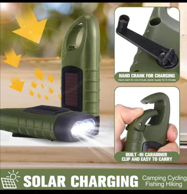 BKN Hand Crank Solar Powered Flashlight