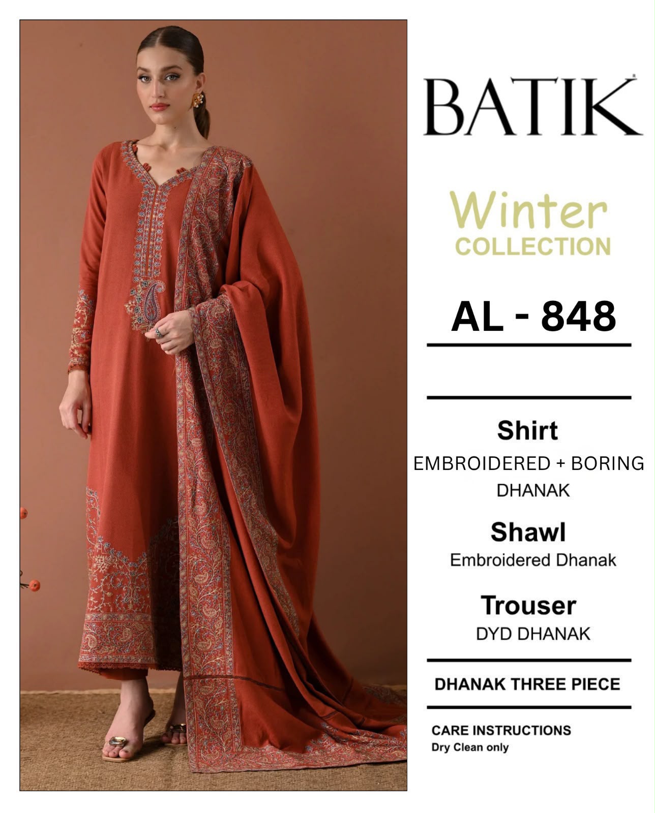 Maria B Dhanak Embroidered 3PC Suit D#AL844 - DESIGN 02