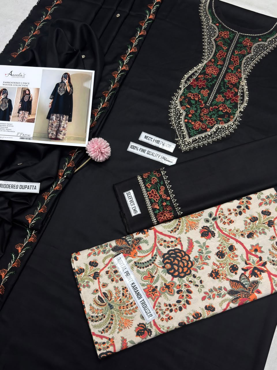 Aneelas Dhanak Embroidered 3PC Suit D#2741 - DESIGN 02
