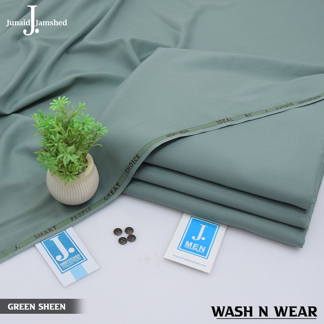Junaid Jamshed Summer Wash N Wear Mens Unstitched - Sage