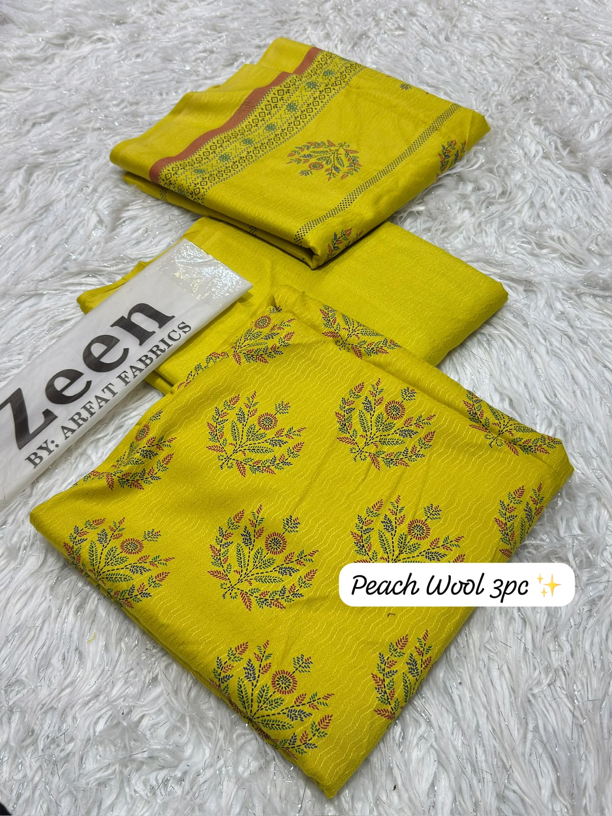 Zeen Peach Wool Printed 3PC Suit - DESIGN 04