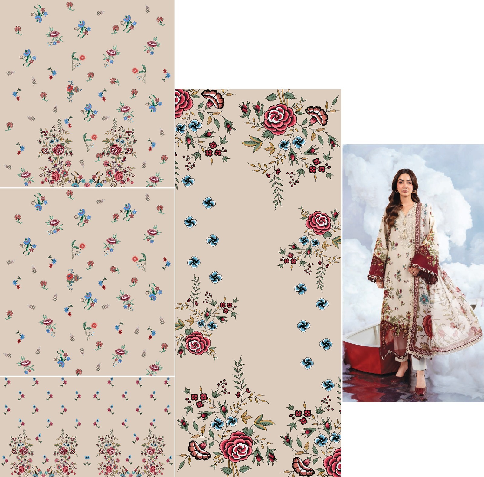 Shamooz Silk Digital Printed 3pc - Design 06