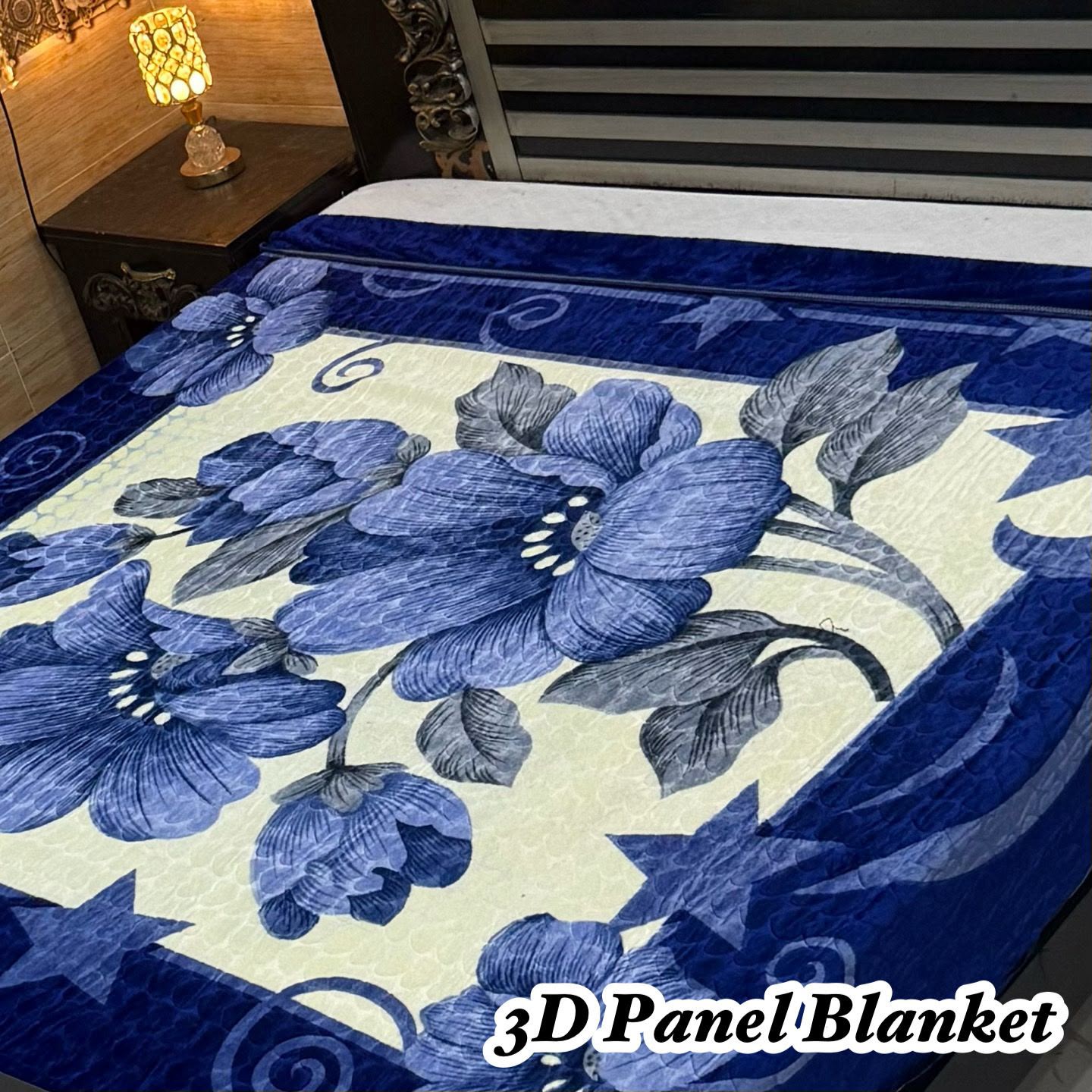 Irani Four Border 3D Panel Embossed Blanket Double Bed - Design 21