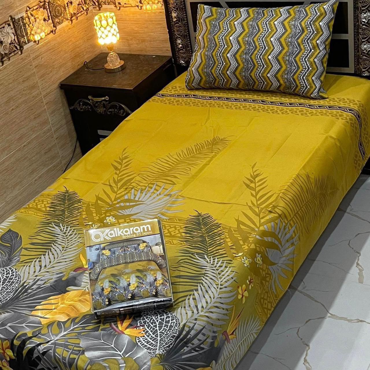 Alkaram 4pc Mix Cotton Single Bedsheet Pair - Design 26