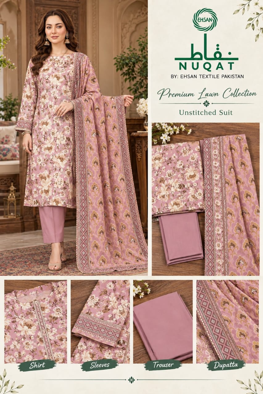 NUQAT by Ehsan Textiles Air Jet Lawn 3pc Vol 9 - DESIGN 01
