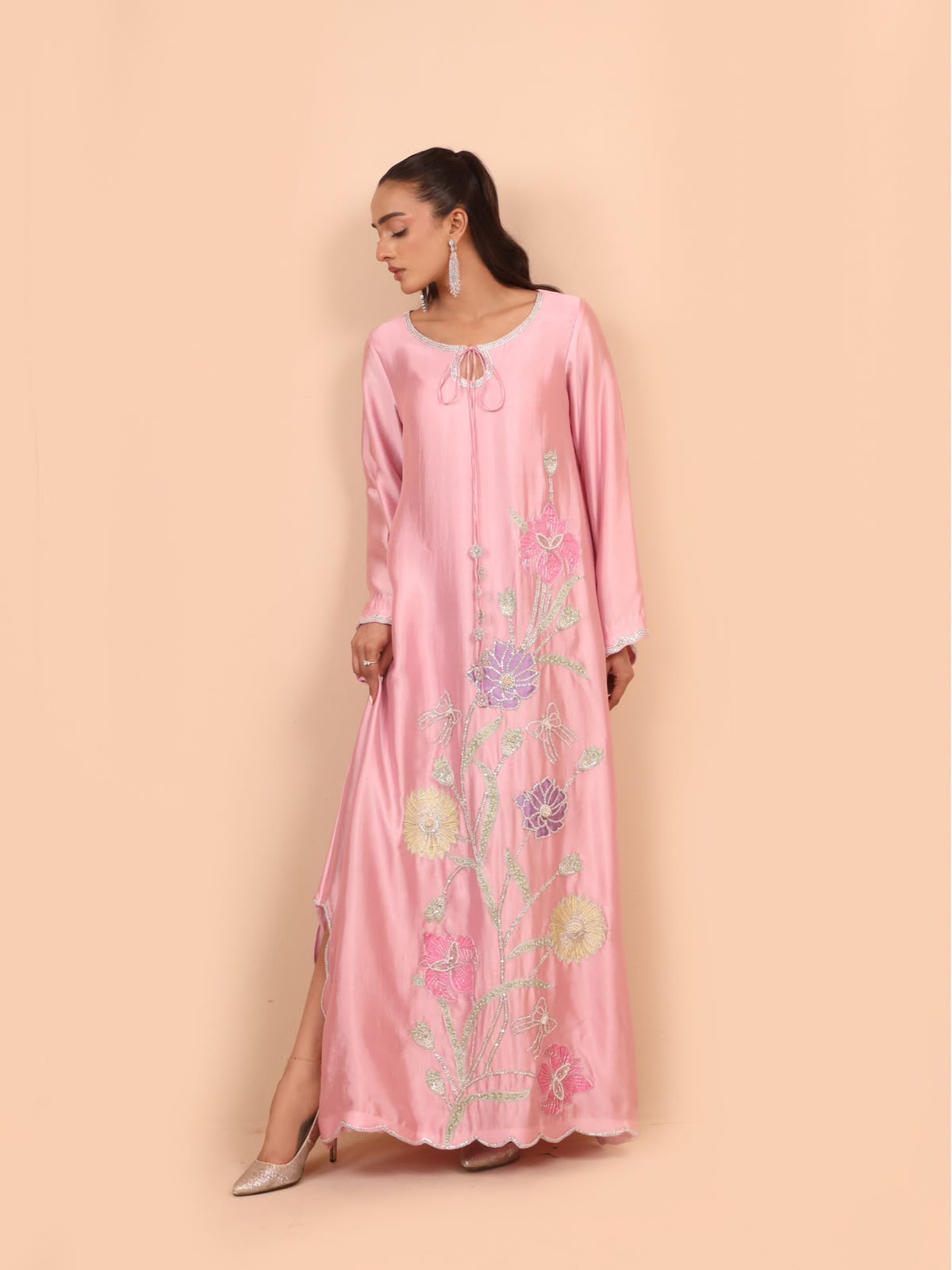Shamoz Silk Embroidered Kaftan 2pc Unstitched
