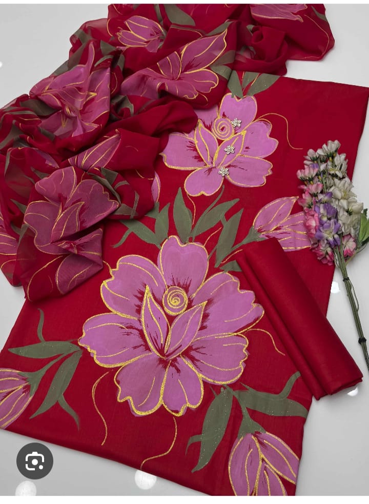Digital Printed Shamoz Silk 3pc Suit - DESIGN 21