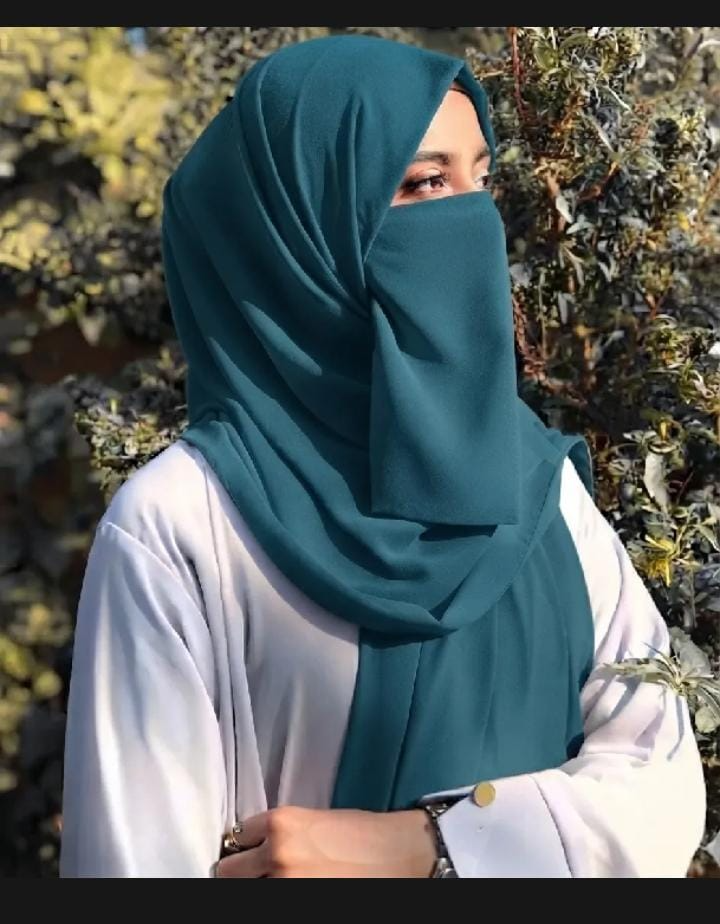 Chiffon Scarf & Naqab Set - Teal