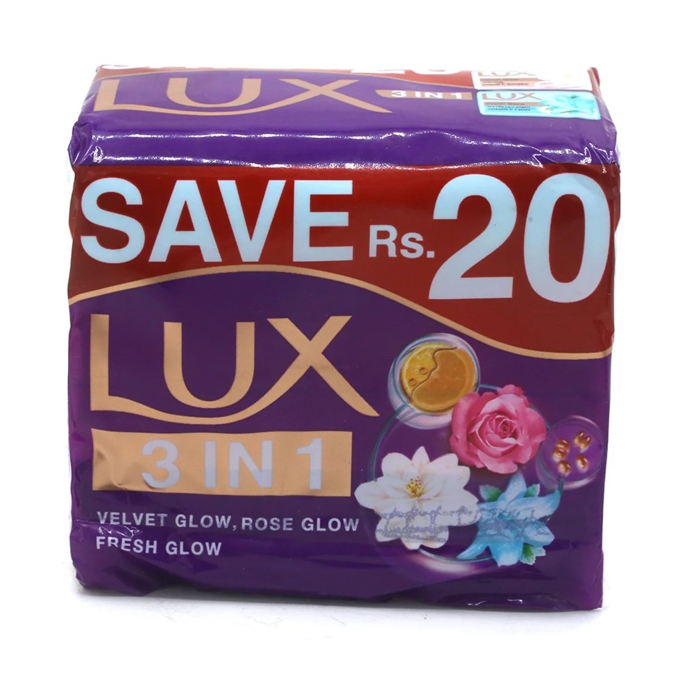 Lux Soap Rainbow 3 In 1 Pack 123g Large