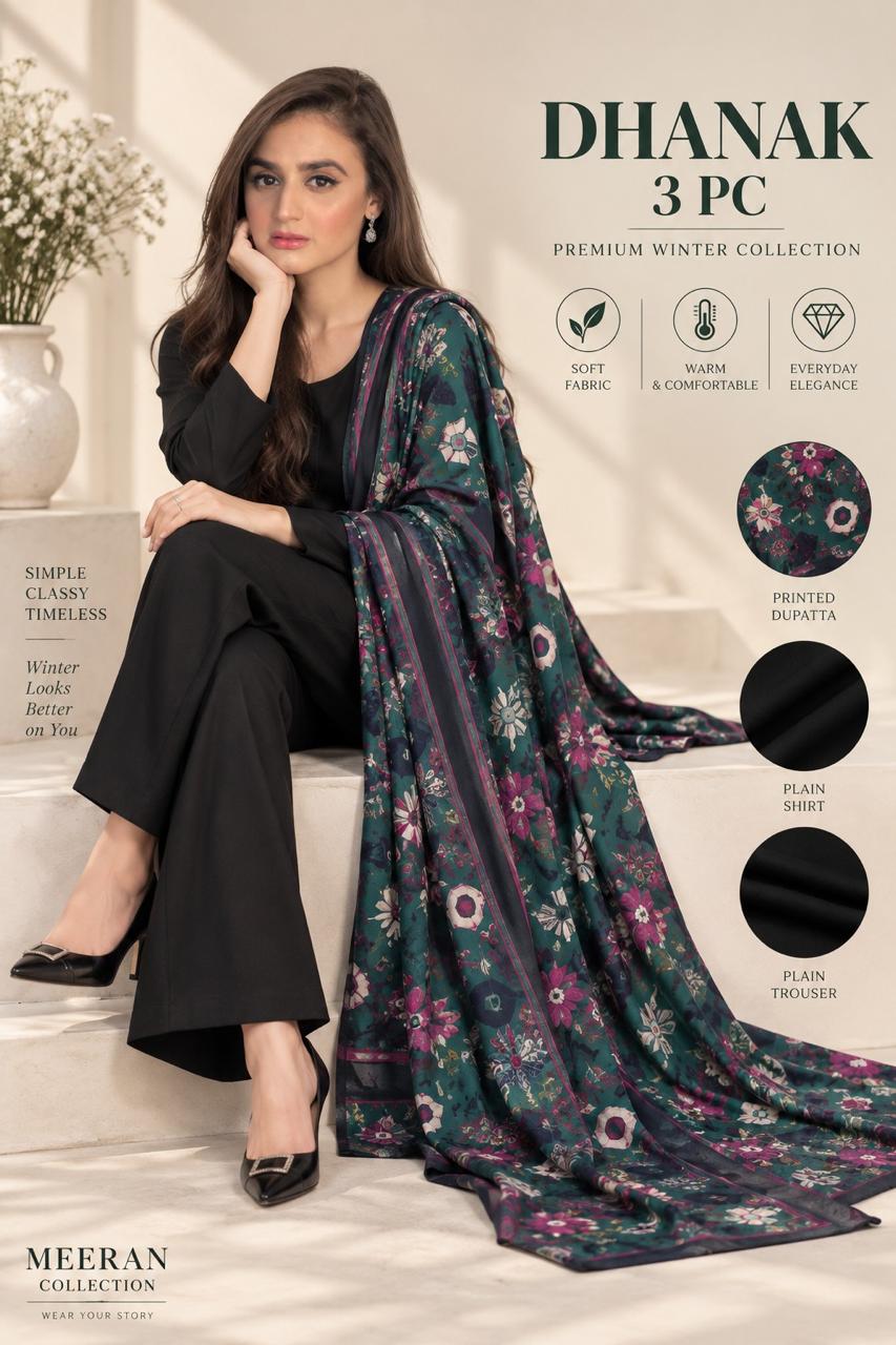 Dhanak Marina 3pc Collection - Black Floral
