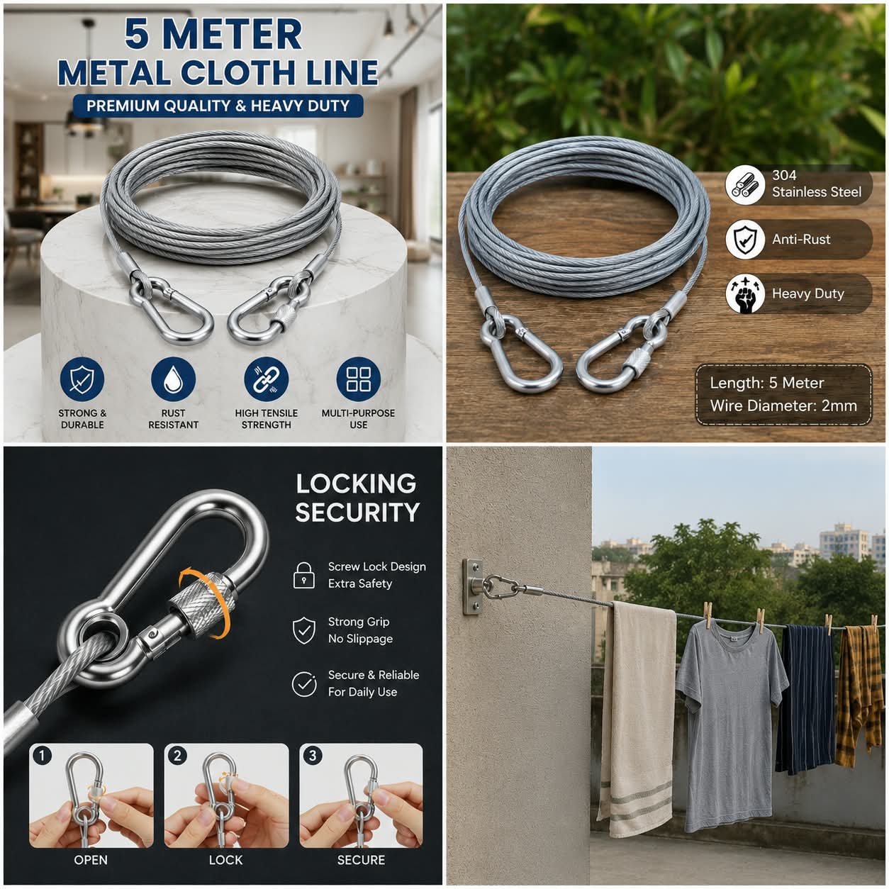 Strong Rust Resistant Cloth Line