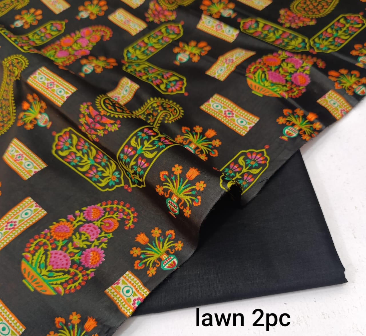 Bonanza 2pc Lawn Summer Collection - Black Paisley