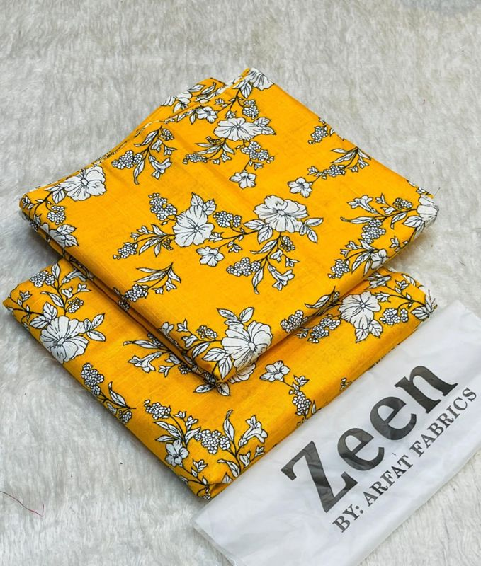 Zeen Khaddar 2Pc - Yellow White Floral