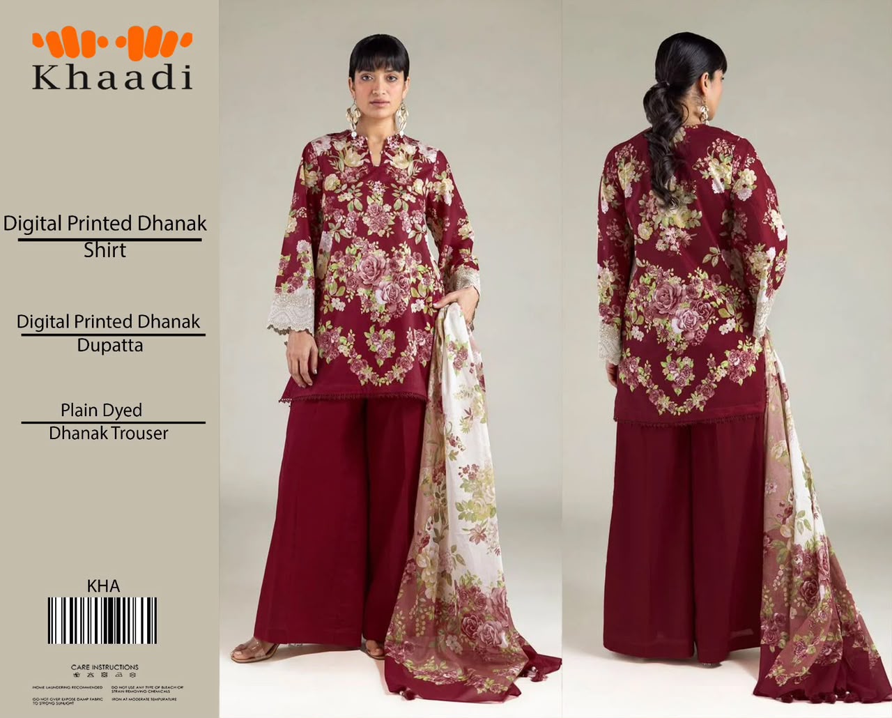 Khaadi Dhanak Printed 3PC Suit - DESIGN 06