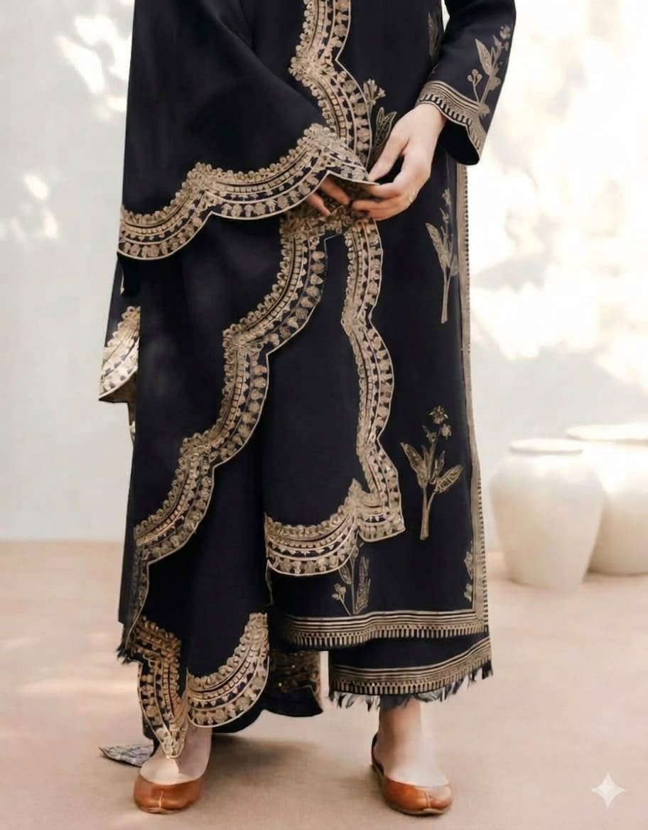 Mahrani Dhanak Embroidered 3PC Suit D#NF1302 - DESIGN 02