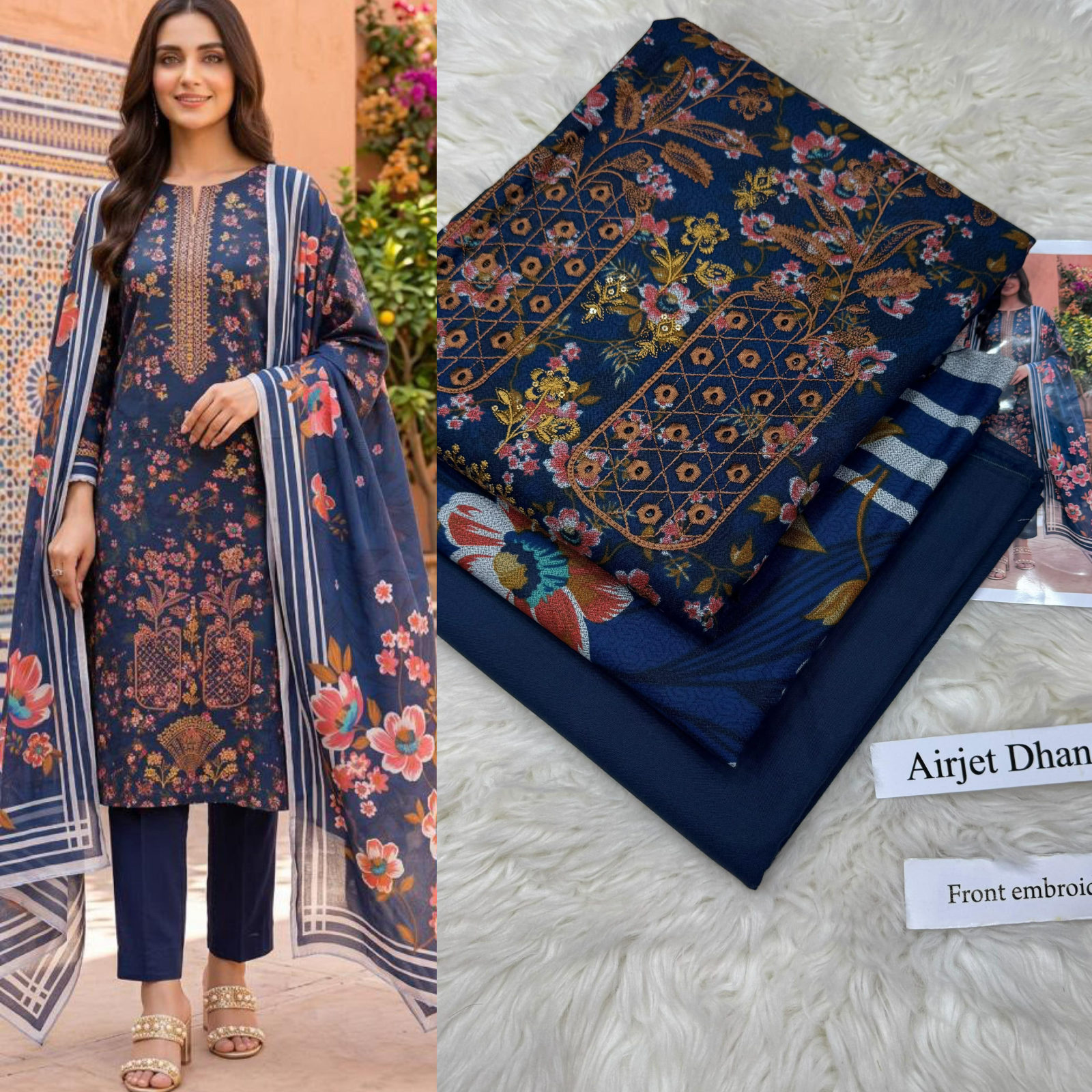 Airjet Dhanak with Dhanak Dupatta Sequence Embroidered - DESIGN 19