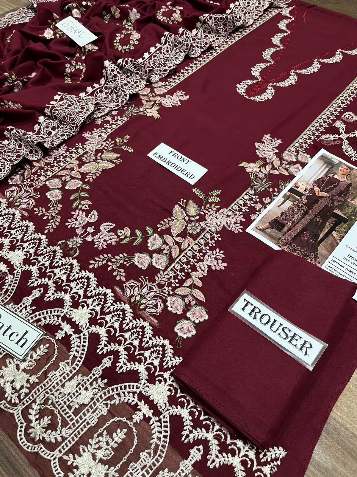Maria B Dhanak Embroidered 3PC Suit D#AL844 - DESIGN 09