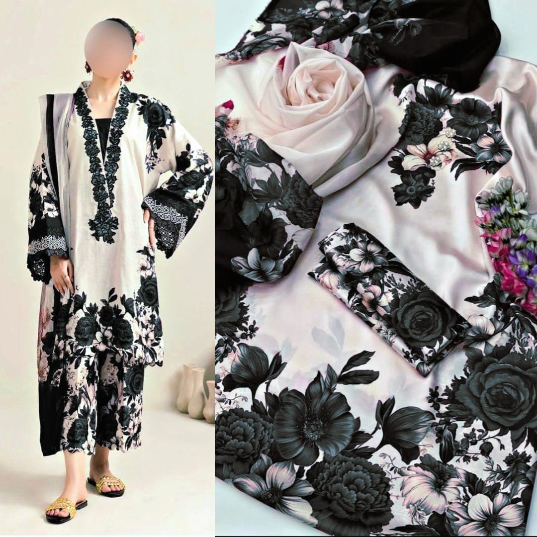 Shamooz Silk Digital Printed 3pc - Design 32