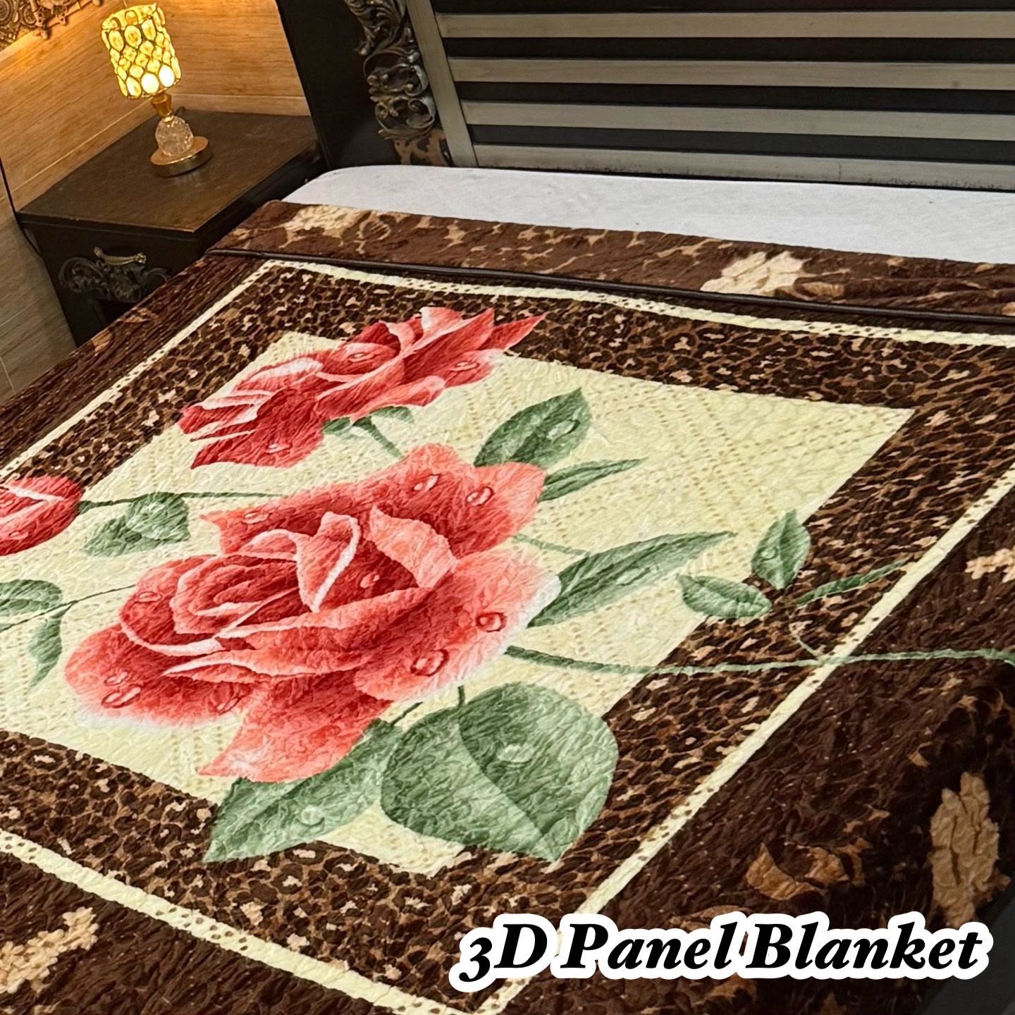 Irani Four Border 3D Panel Embossed Blanket Double Bed - Design 02