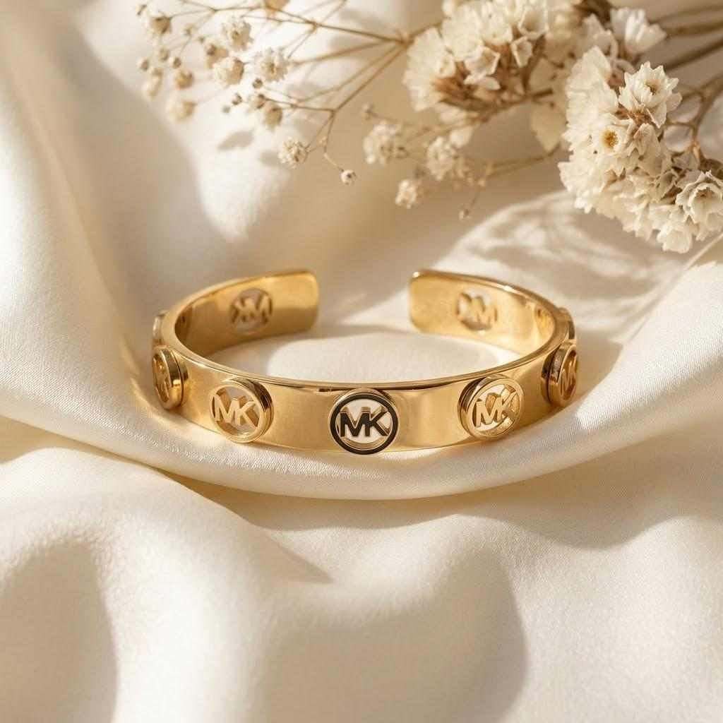 MK Style Gold Cuff Bangle Bracelet