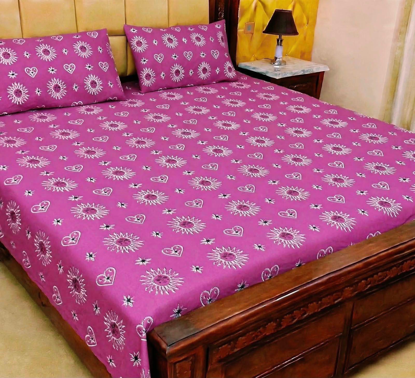 King Size BedSheet 3pc Pure Cotton - Export Quality - Design 16
