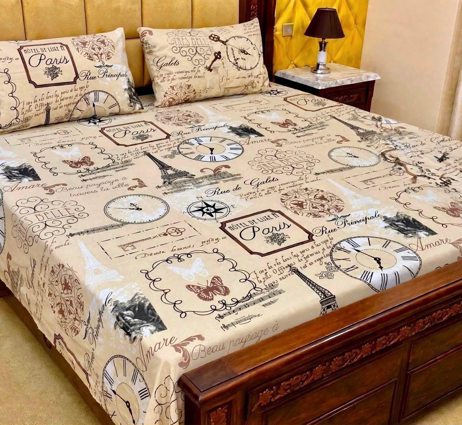 King Size BedSheet 3pc Pure Cotton - Export Quality - Design 15