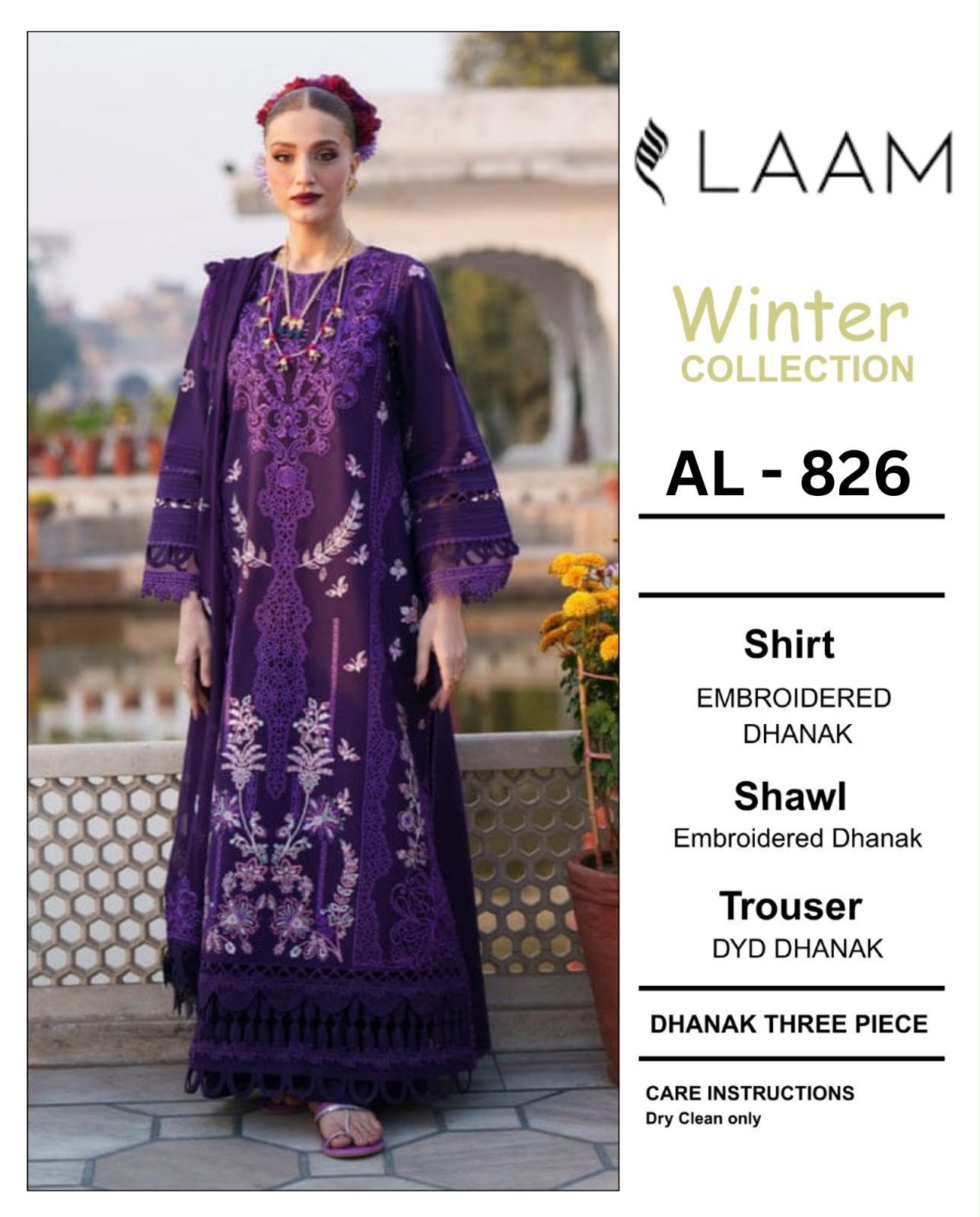 Maria B Dhanak Embroidered 3PC Suit D#AL844 - DESIGN 16