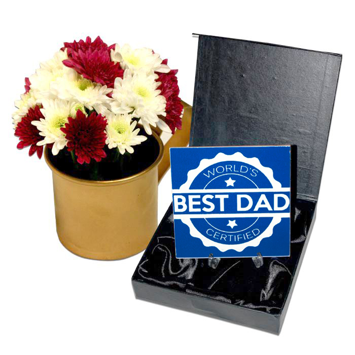 Best Dad Tile with Beautiful Daisies