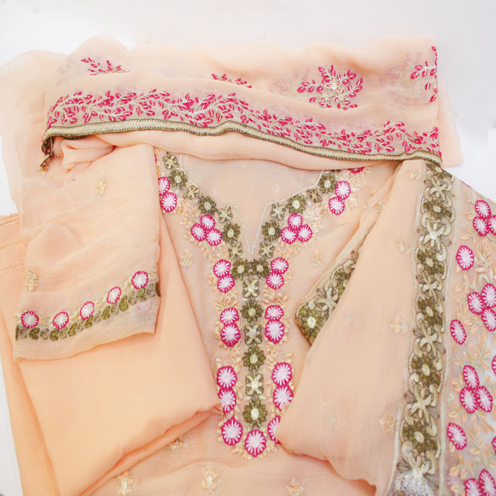 Embroidered 3 Pcs Chiffon Suit