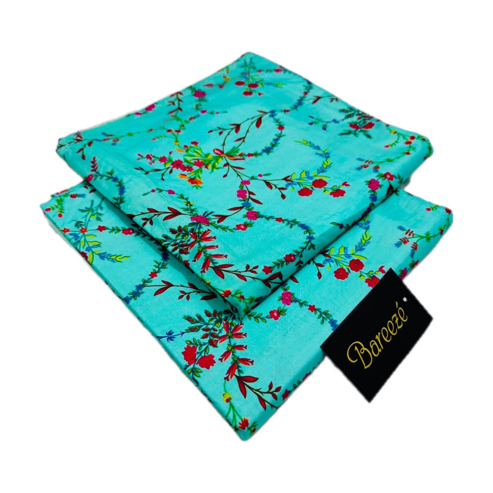 Bareeze Unstitched 2-Piece Lawn - Aqua Blue Small Floral Vine Print
