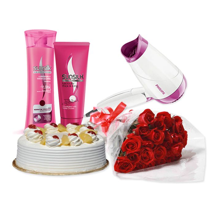 Sunsilk Gift Set with Cake & Flowers