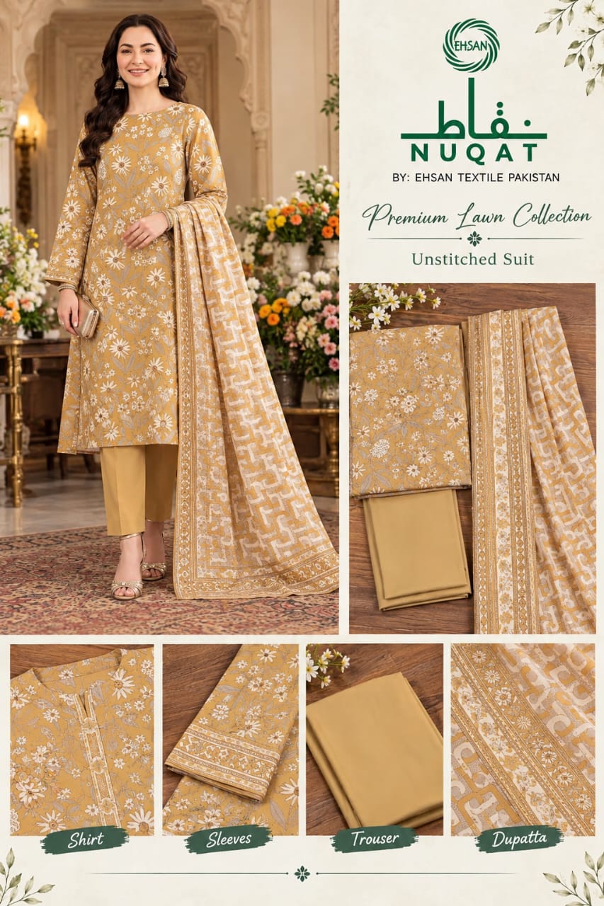 NUQAT by Ehsan Textiles Air Jet Lawn 3pc Vol 9 - DESIGN 07
