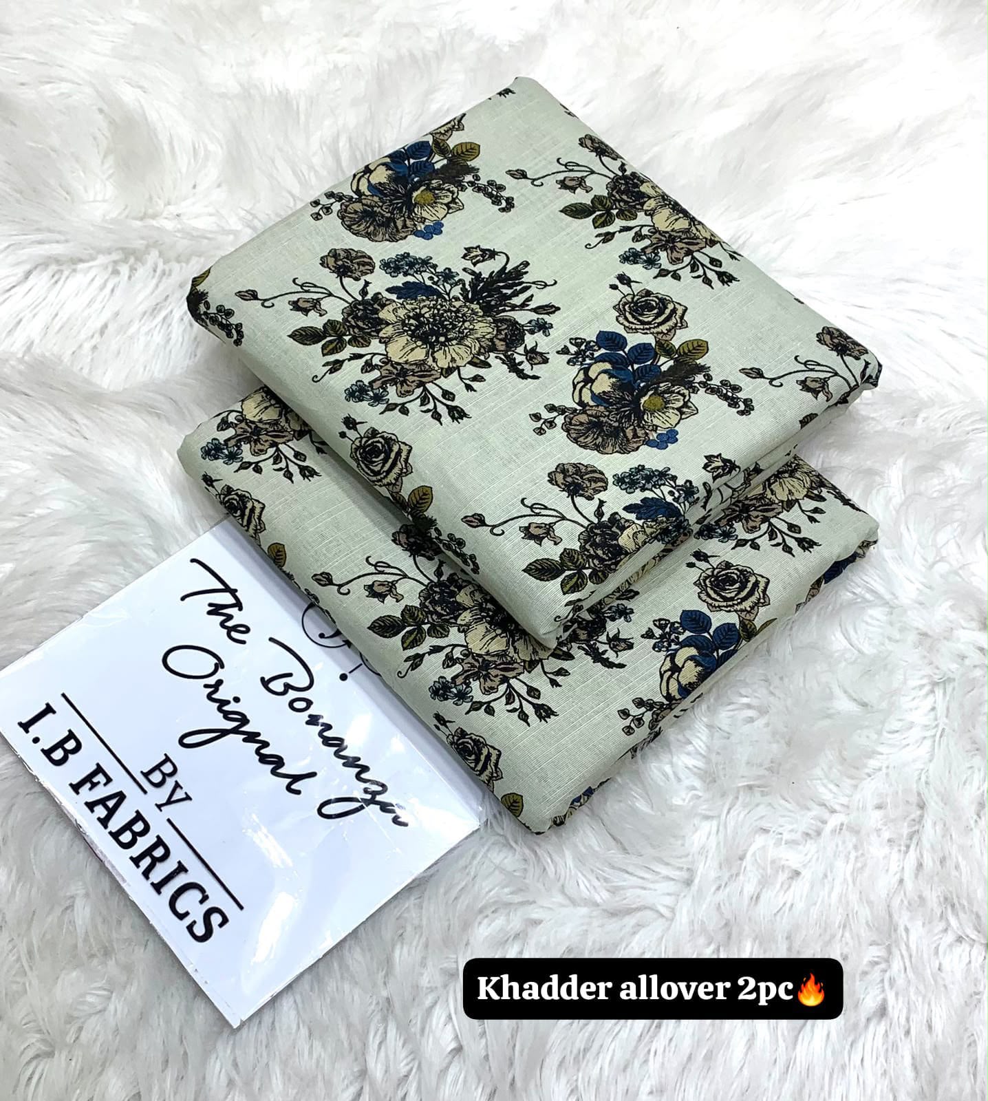 Bonanza 2pc Khaddar Allover Original - Sage Floral