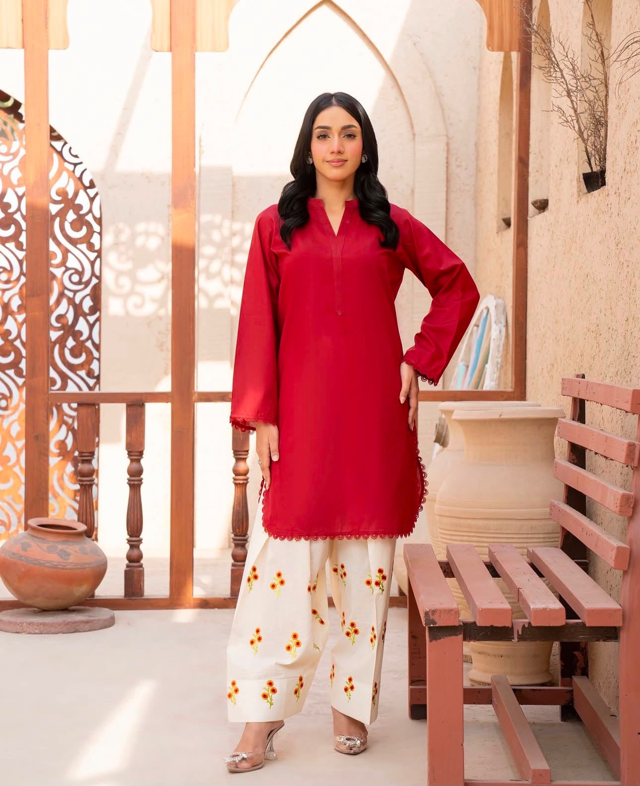 Osma Dhanak 2pc Unstitched Red