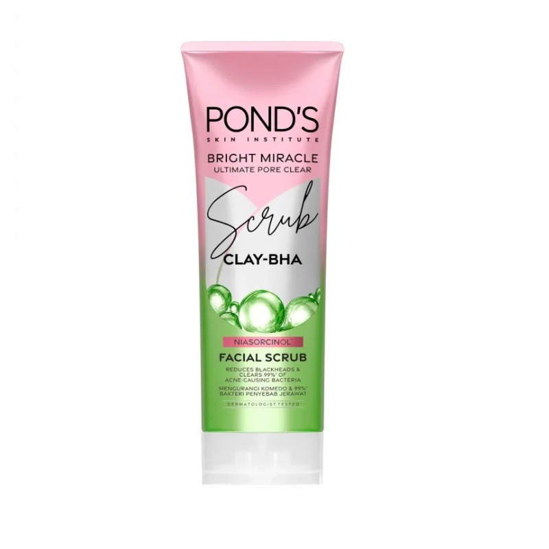 Ponds Face Wash Bright Miracle Ultimate Pore Clear Scrub Clay Bha 100g