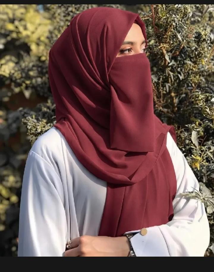 Chiffon Scarf & Naqab Set - Maroon