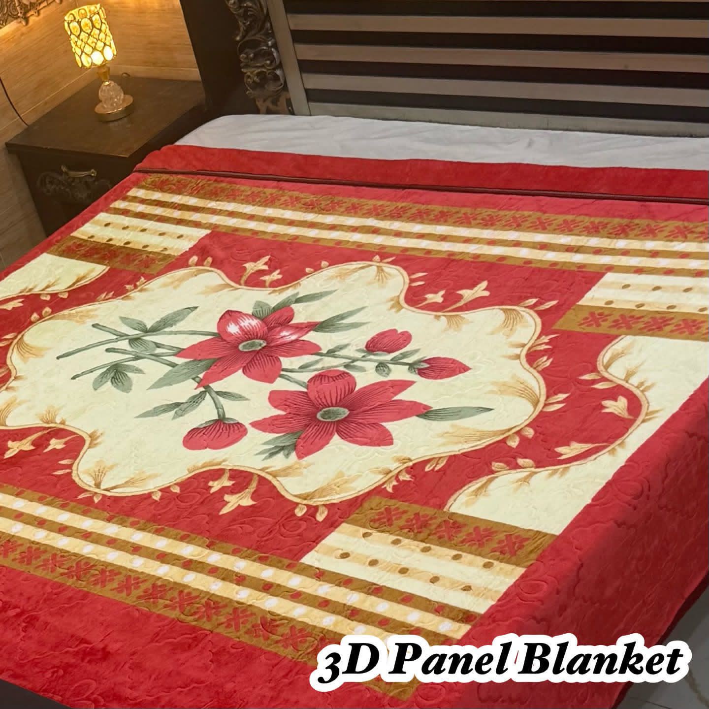 Irani Four Border 3D Panel Embossed Blanket Double Bed - Design 31