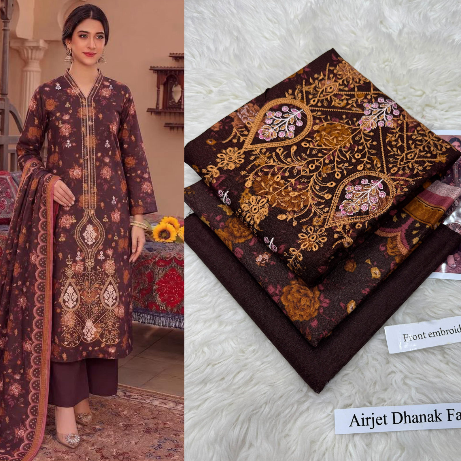 Airjet Dhanak with Dhanak Dupatta Sequence Embroidered - DESIGN 13