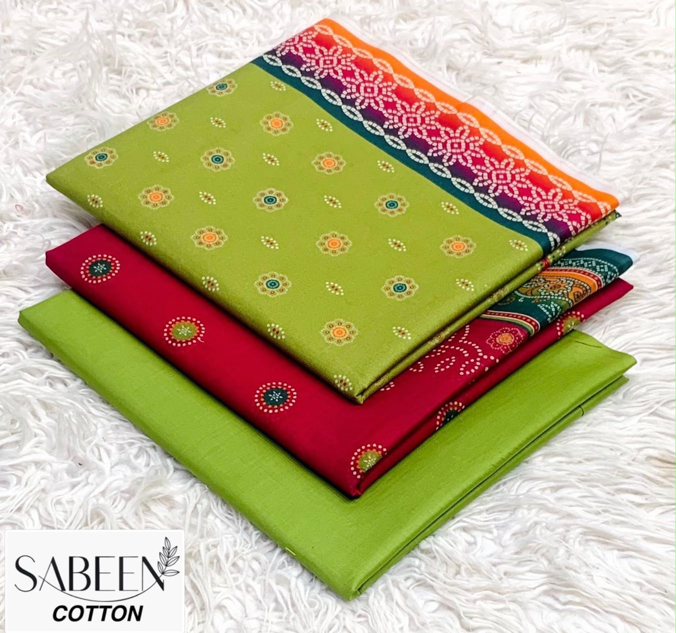 Sabeen Cotton Original 3pc - Lime Red