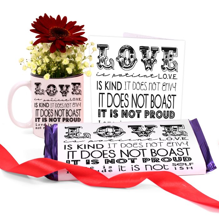 Love is Patience Mug with Chocolate & Card