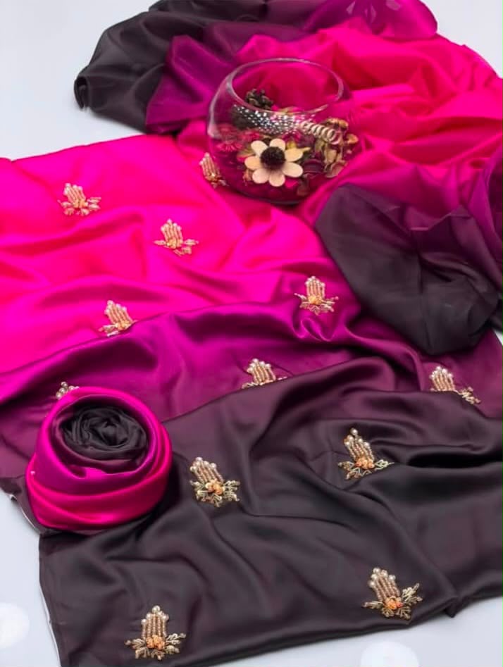 Shamoze Silk Digital Tie And Dye 3pc Premium Version - Magenta Black