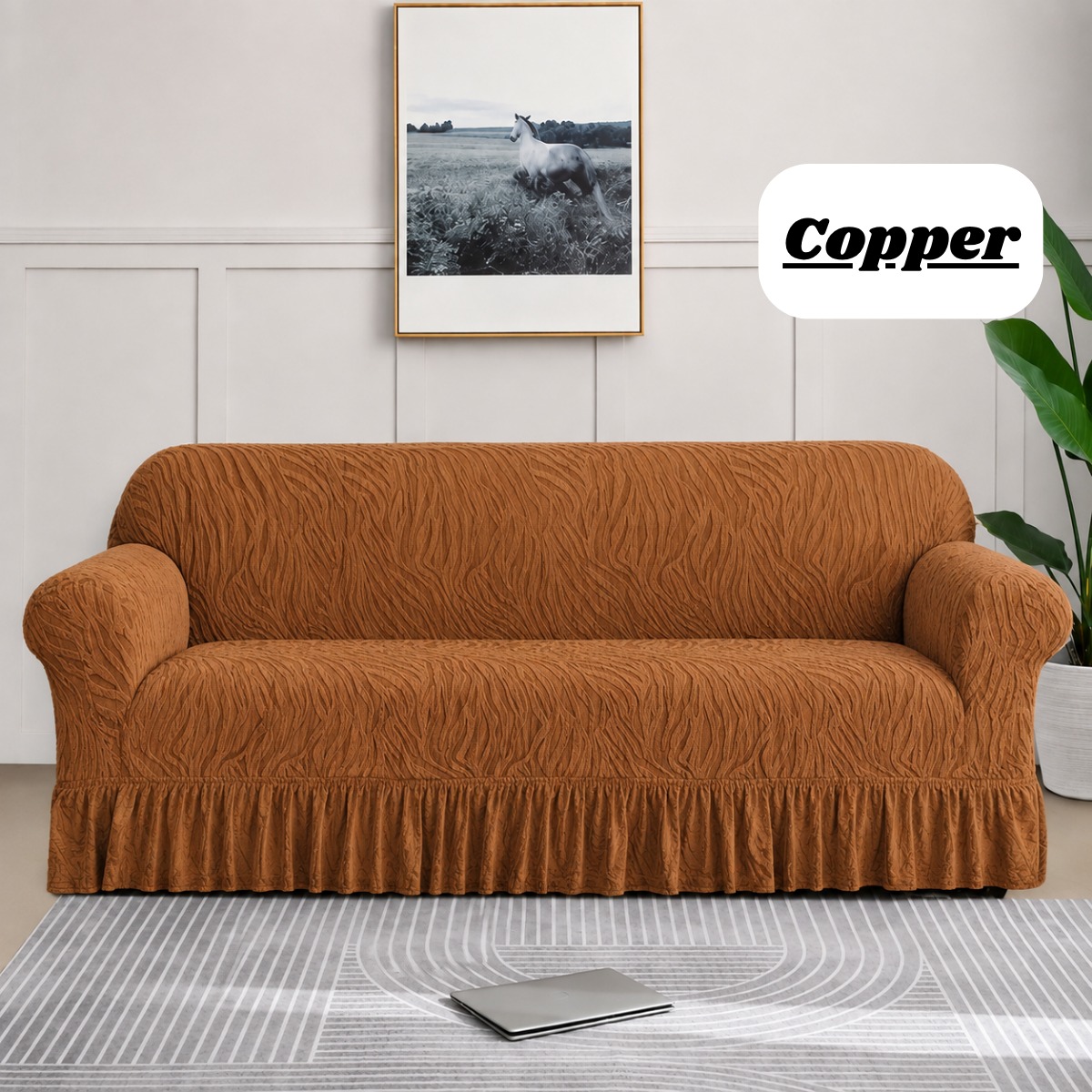 Zebra Style Sofa Covers - Copper