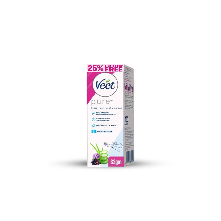 Veet Hair Removal Cream Sensitive Skin Blue 63g Medium Extra Free