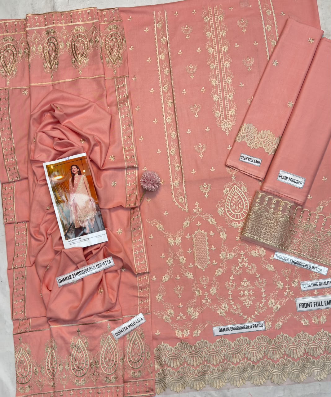 Qalamkar Dhanak Embroidered 3PC Suit D#7613 - DESIGN 02