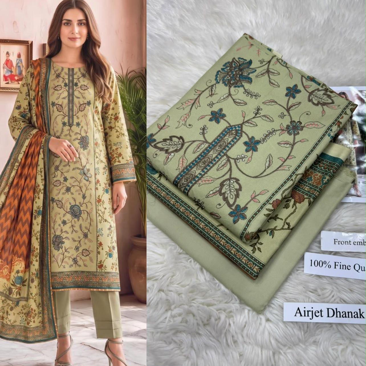 Airjet Dhanak with Dhanak Dupatta Panel Sequence Embroidered - DESIGN 11