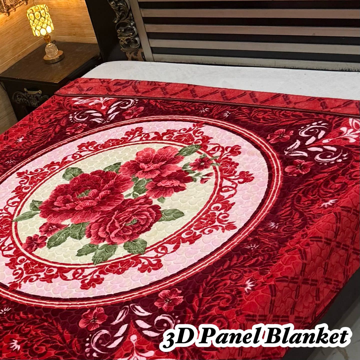 Irani Four Border 3D Panel Embossed Blanket Double Bed - Design 01