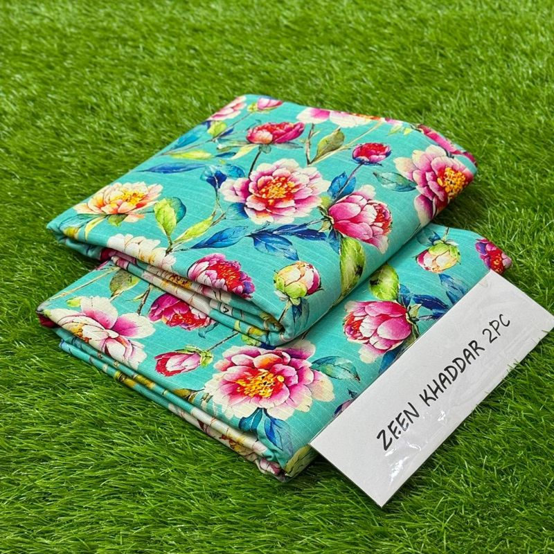 Zeen Khaddar 2Pc - Turquoise Floral