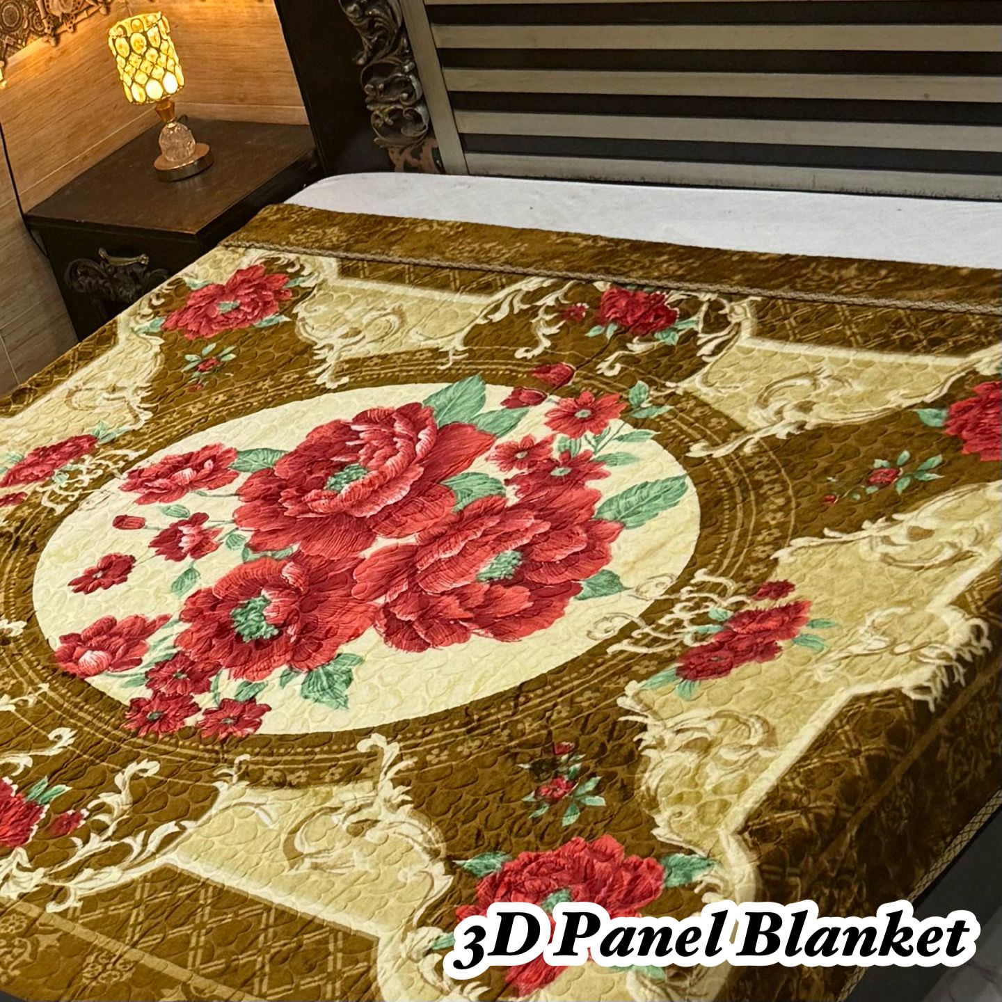 Irani Four Border 3D Panel Embossed Blanket Double Bed - Design 05